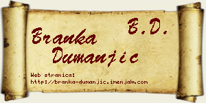 Branka Dumanjić vizit kartica